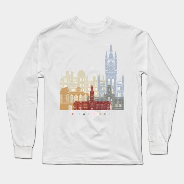 Bradford skyline poster Long Sleeve T-Shirt by PaulrommerArt